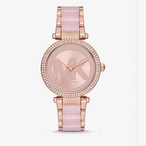 NWT Micheal Kors Parker Pavé Rose Gold-Tone and Acetate Watch